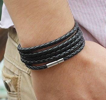 Läderarmband 90 cm -Svart