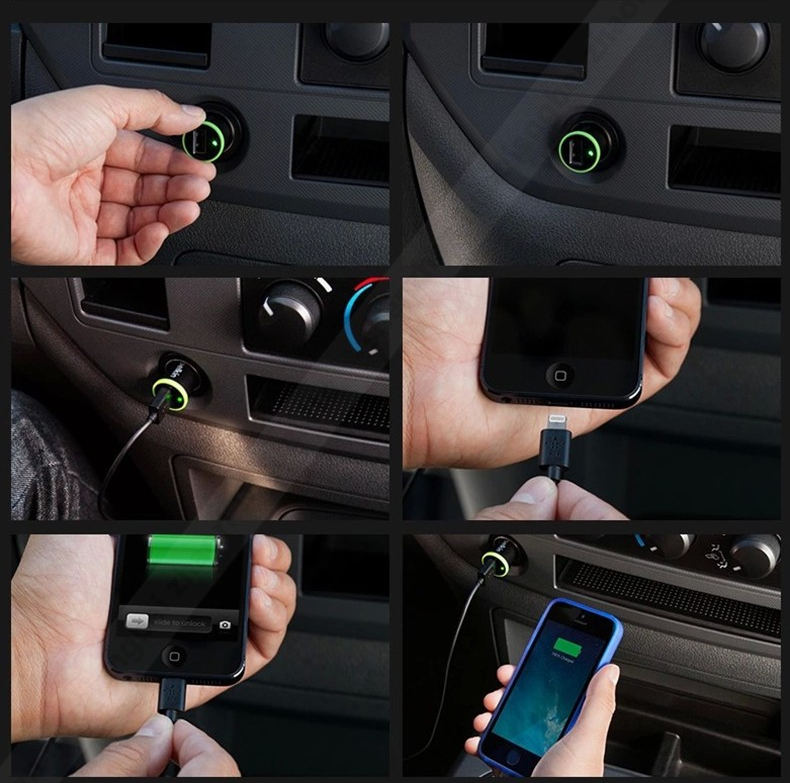 USB-laddare för cigarettuttaget i bilen -Finns i många färger! - 6