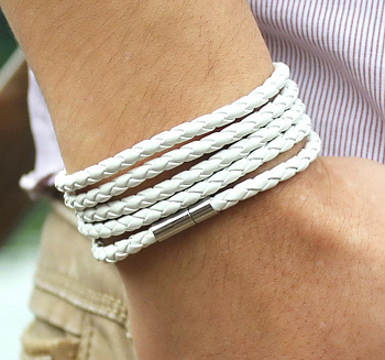 Läderarmband 90 cm -Vitt