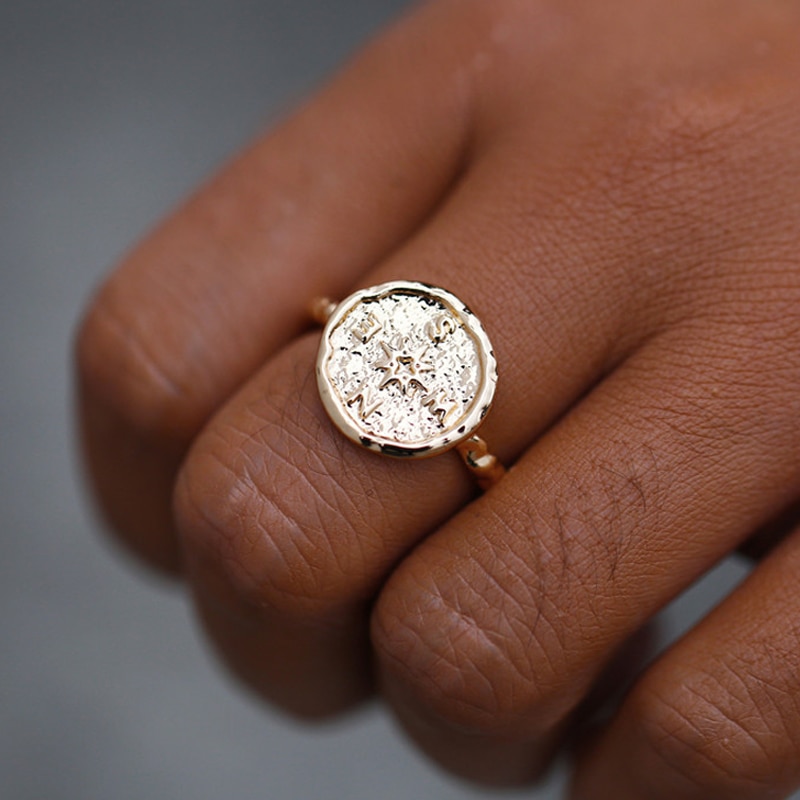 Ring  "Compass"  i 18K Guldplätering - 5