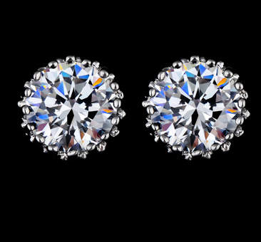 Örhängen med Cubic Zirconia samt i platinumplätering 9mm - 2