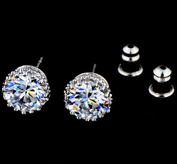 Örhängen med Cubic Zirconia samt i platinumplätering 9mm - 4
