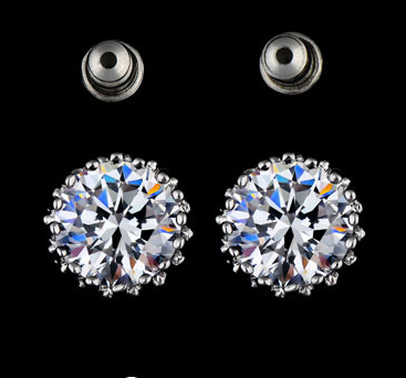 Örhängen med Cubic Zirconia samt i platinumplätering 9mm - 3