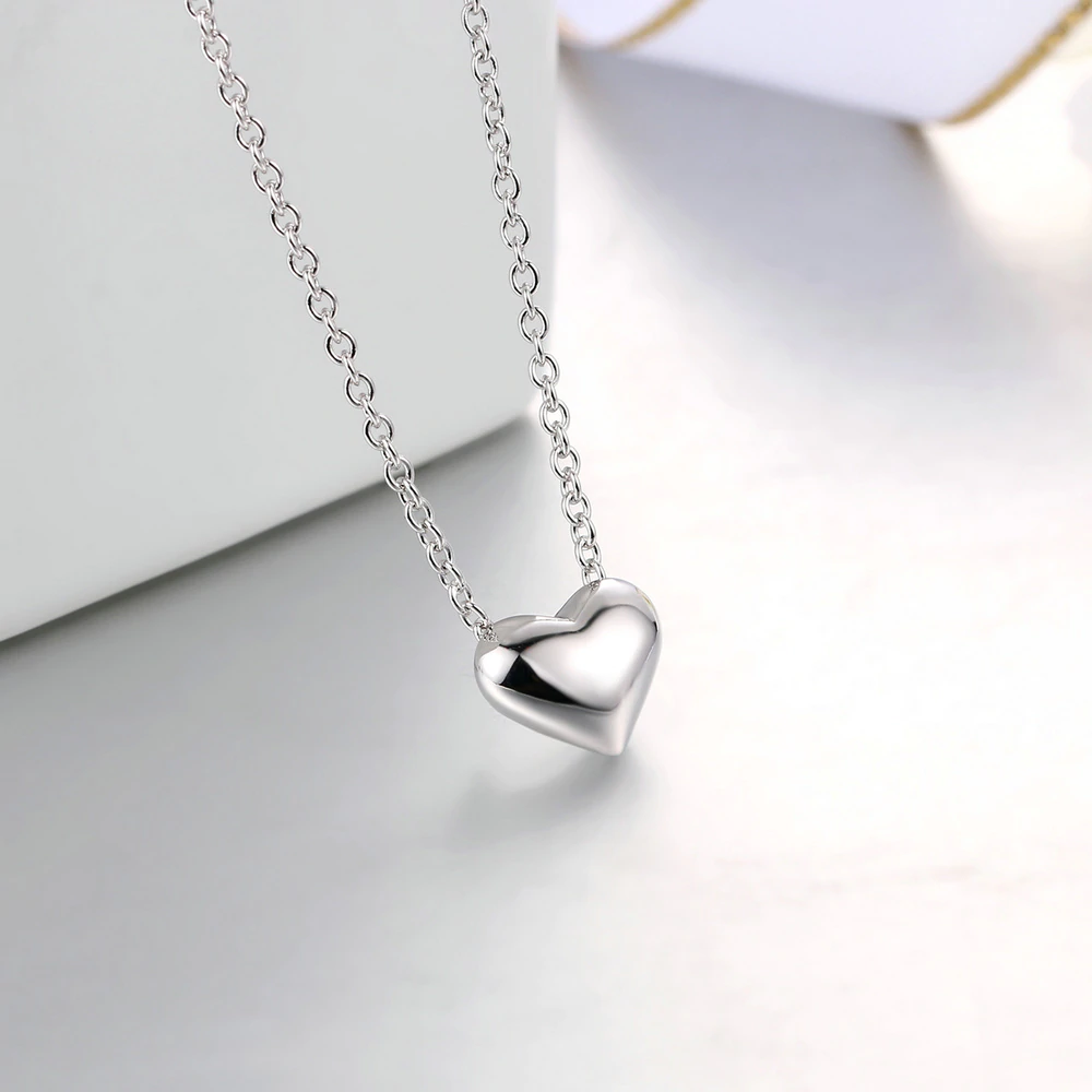 Halsband "Smoth Heart" i 925 Sterling Silverplätering