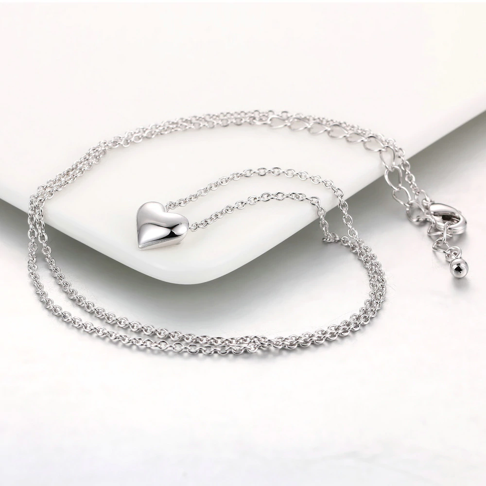 Halsband "Smoth Heart" i 925 Sterling Silverplätering - 2
