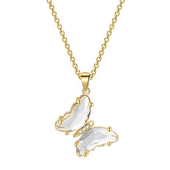 Halsband "Butterfly" i 18K Guldplätering -Vita kristaller