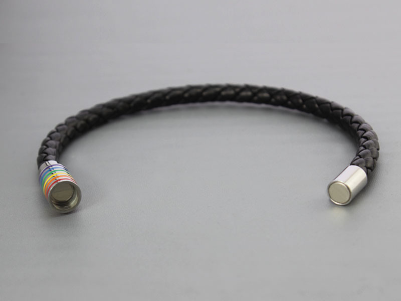 Armband "Rainbow" i läder och rostfritt stål - 5