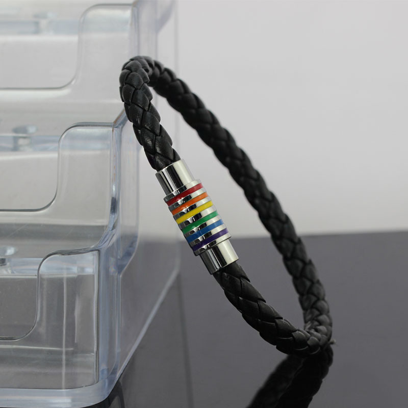 Armband "Rainbow" i läder och rostfritt stål - 6