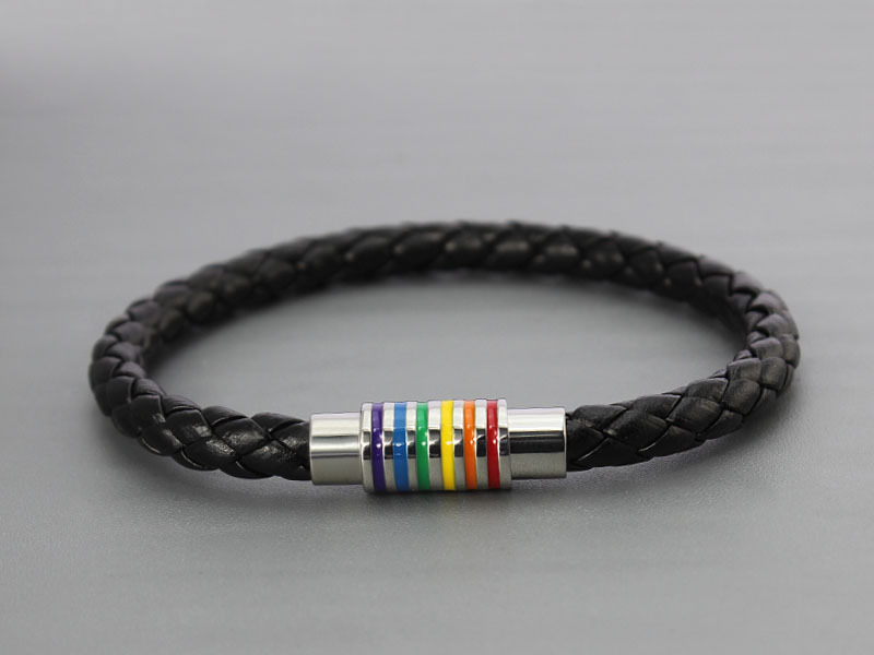 Armband "Rainbow" i läder och rostfritt stål - 4