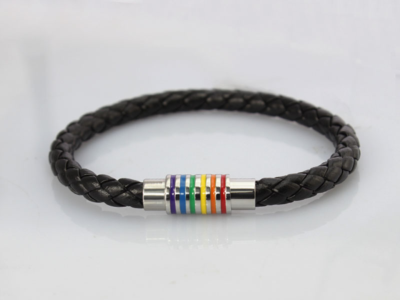 Armband "Rainbow" i läder och rostfritt stål - 3