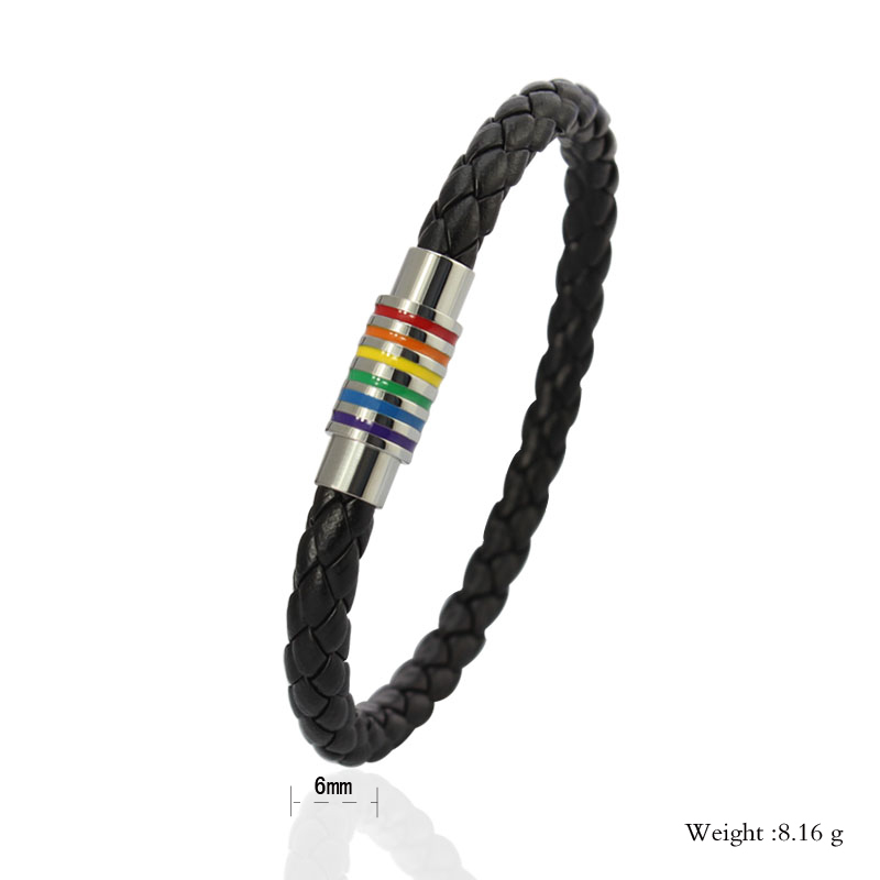 Armband "Rainbow" i läder och rostfritt stål - 2