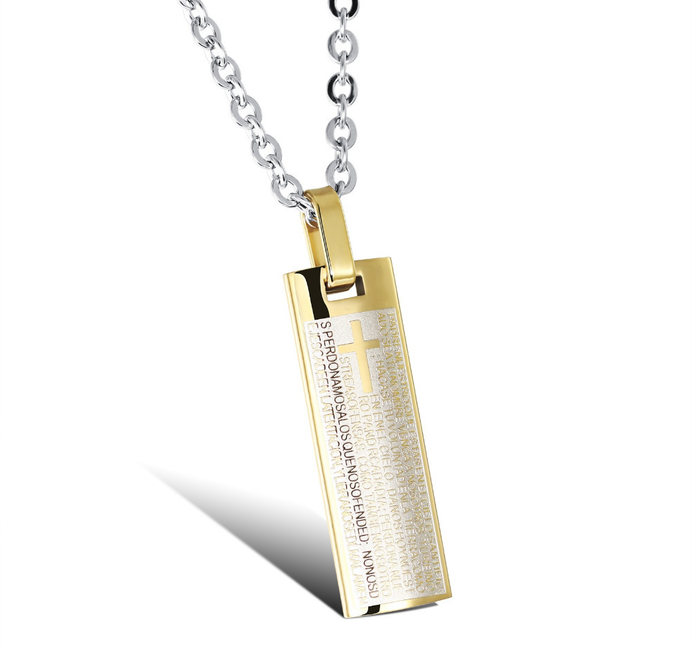 Halsband "Spanish Cross" i Rostfritt stål -Guld