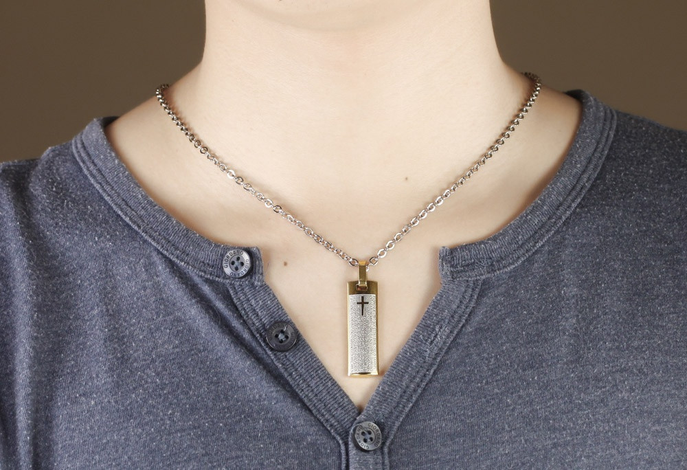 Halsband "Spanish Cross" i Rostfritt stål -Guld - 4