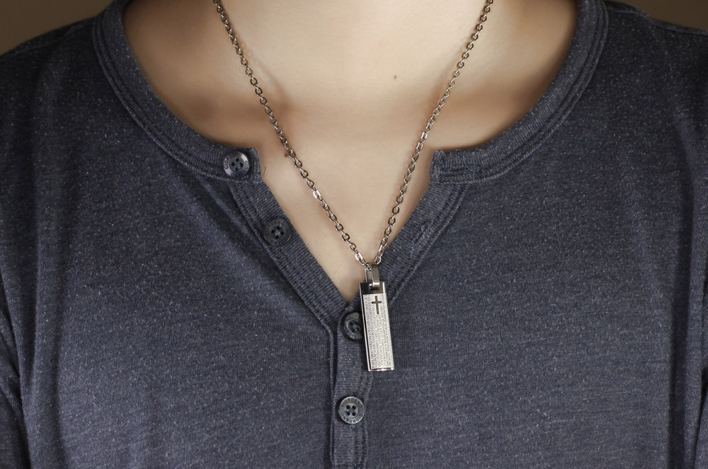 Halsband "Spanish Cross" i Rostfritt stål -Silver - 3