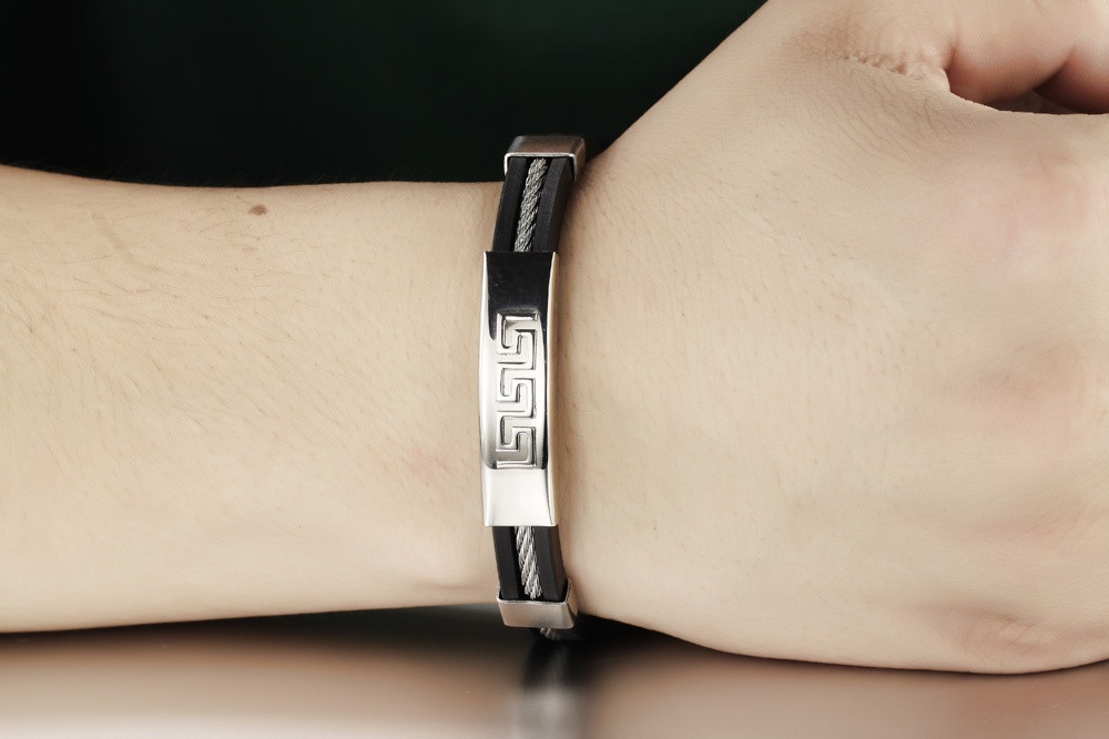 Armband i Silikon med wire och detaljer i rostfritt stål - 7