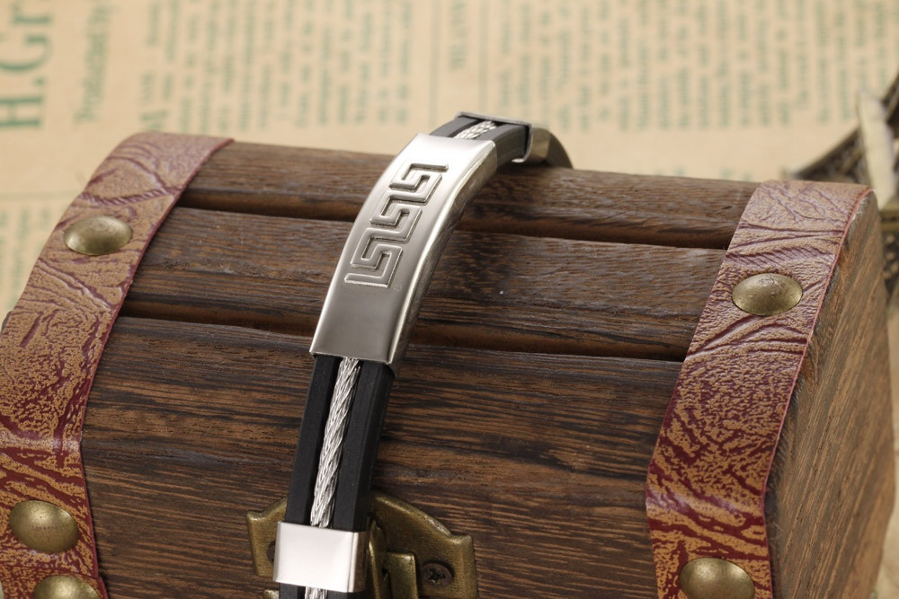 Armband i Silikon med wire och detaljer i rostfritt stål - 6