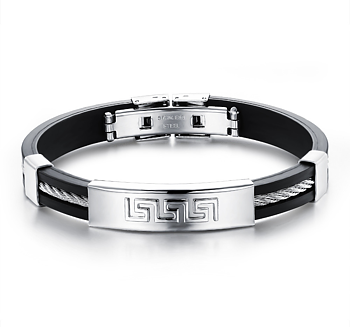 Armband i Silikon med wire och detaljer i rostfritt stål