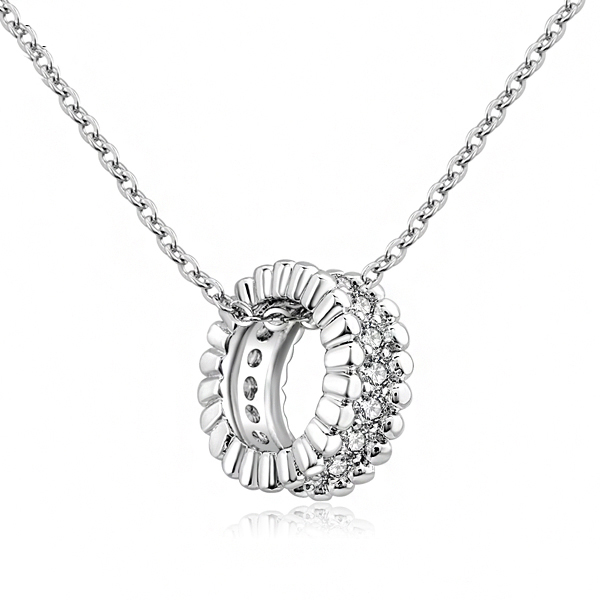 Halsband "Circle" med Cubic Zircona och i vit guldplätering - 5