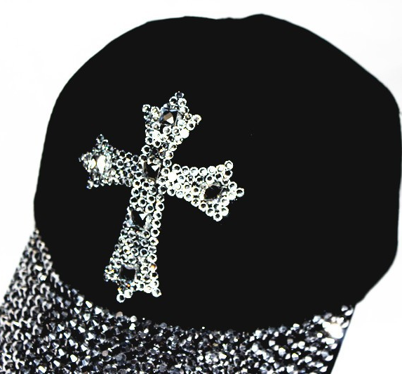 Strasskeps Cross -Svart - 4