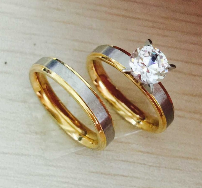 Parringar i Rostfritt stål och med  Titanium - och 18K Guldplätering - 4