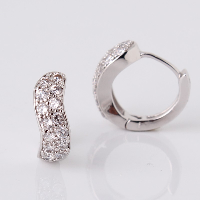 Örhängen med Cubic Zirconia och i 18 K Vit Guldplätering - 3