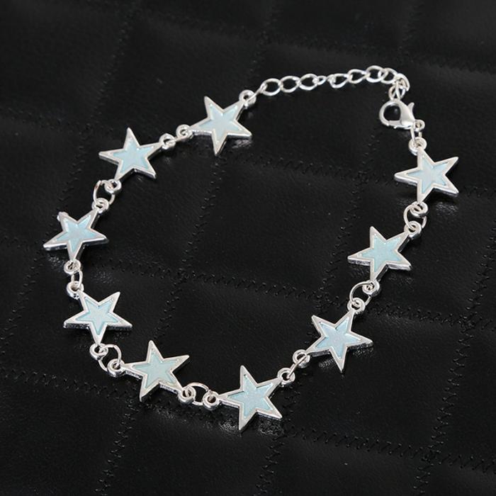 Ankelkedja "Luminious Stars" i 925 Sterling Silverplätering -lyser i mörker! - 6