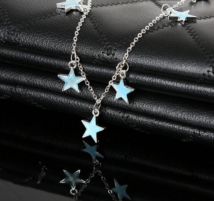 Ankelkedja "Luminious Stars" i 925 Sterling Silverplätering -lyser i mörker!