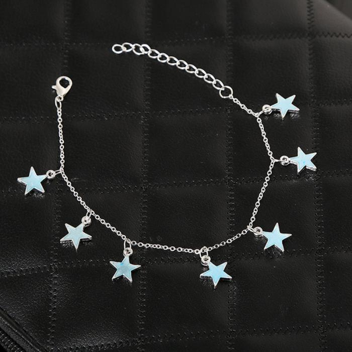 Ankelkedja "Luminious Stars" i 925 Sterling Silverplätering -lyser i mörker! - 3