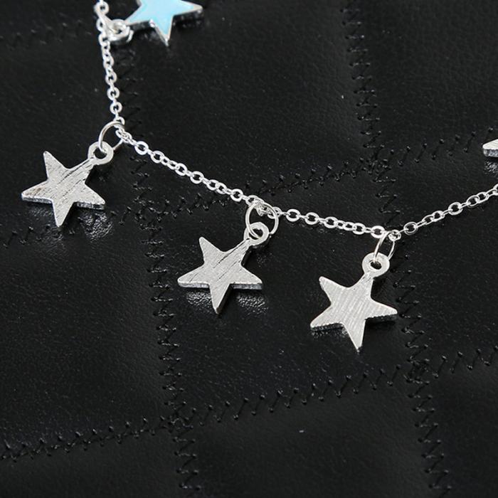 Ankelkedja "Luminious Stars" i 925 Sterling Silverplätering -lyser i mörker! - 5