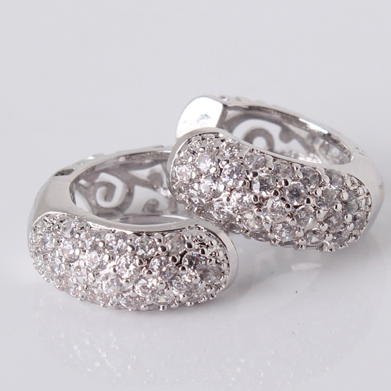 Örhängen med Cubic Zirconia och i 18 K Vit Guldplätering - 2