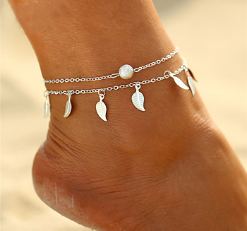 Ankelkedja "Leafs" i 925 Sterling Silverplätering 