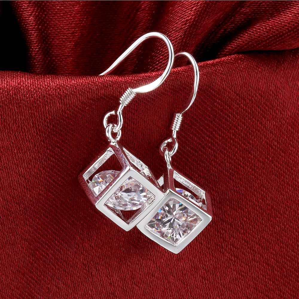 Örhängen "Crystal Square" med integrerade kristaller och i 925 Sterling Silverplätering - 3