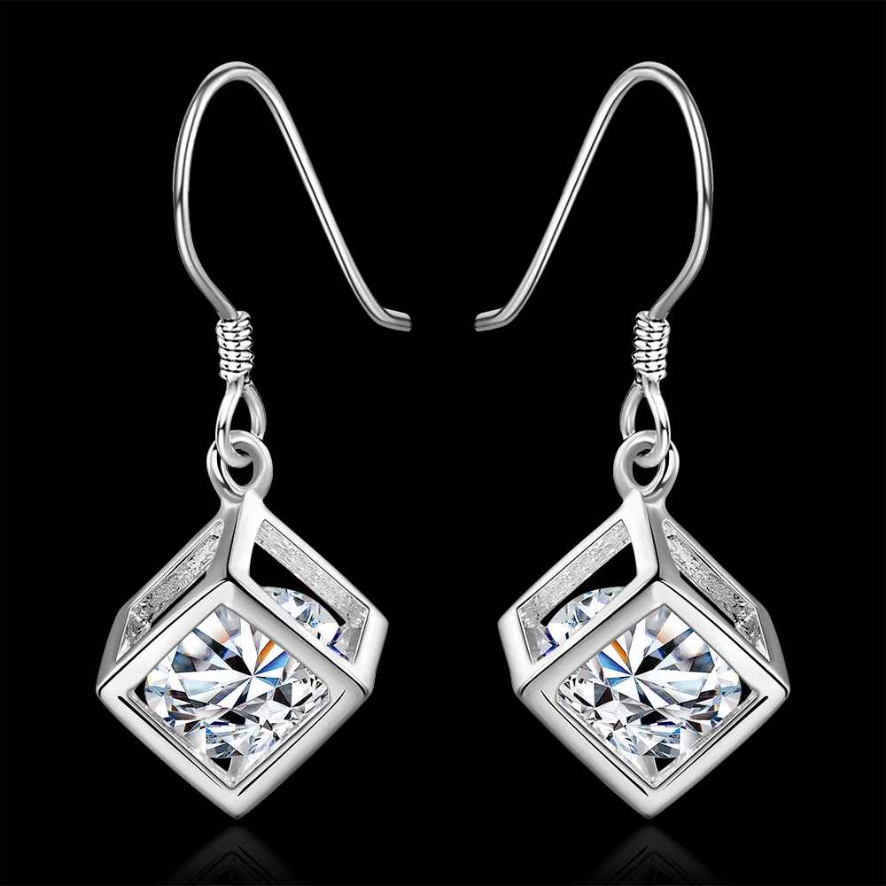 Örhängen "Crystal Square" med integrerade kristaller och i 925 Sterling Silverplätering - 2