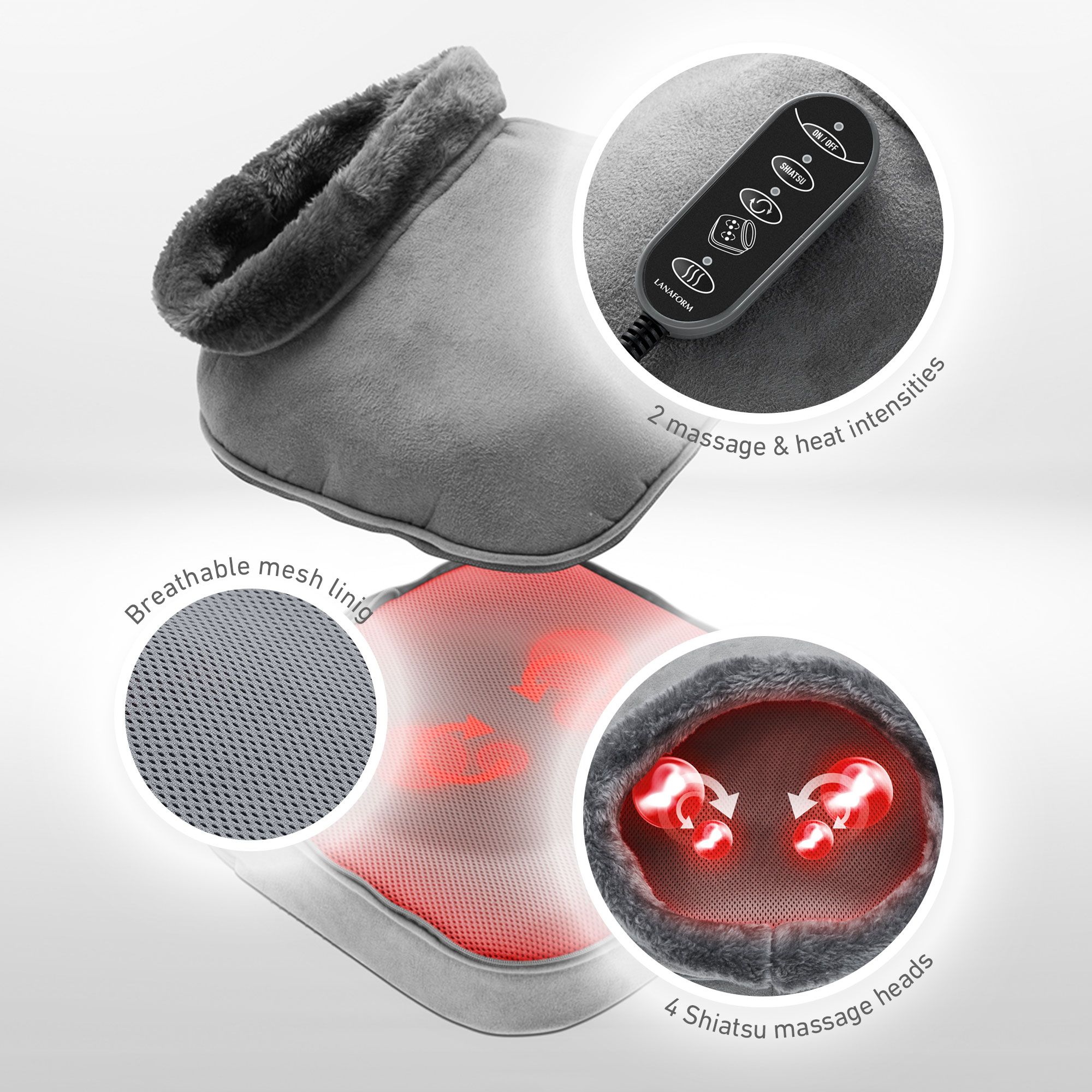 Lanaform 2-i-1 Shiatsu Comfort – Värmedyna och shiatsumassage även för fötter, rygg och nacke - 5