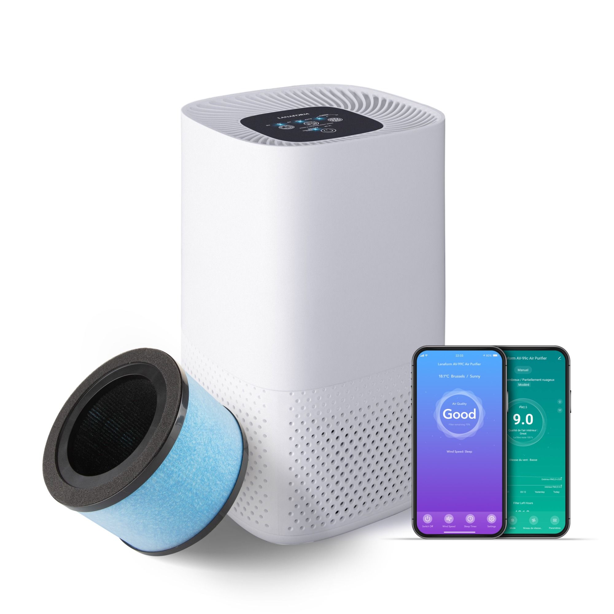 Lanaform AV-99C – Smart luftrenare med HEPA-filter, luftkvalitetssensor och appstyrning - 4