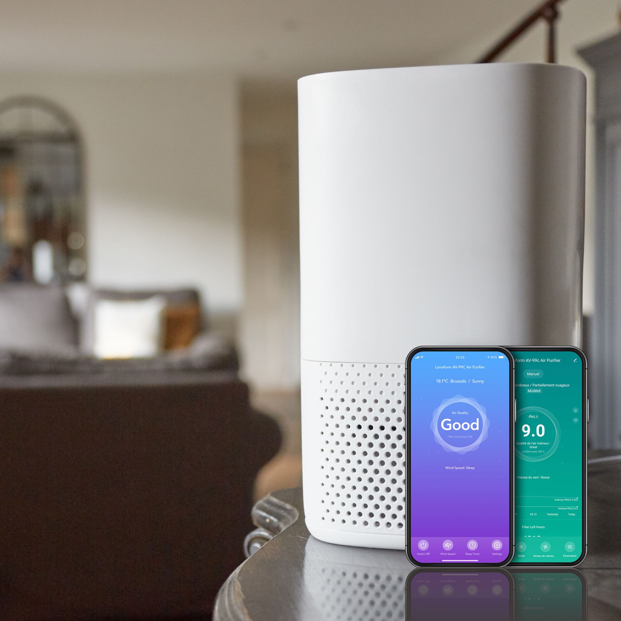 Lanaform AV-99C – Smart luftrenare med HEPA-filter, luftkvalitetssensor och appstyrning - 2