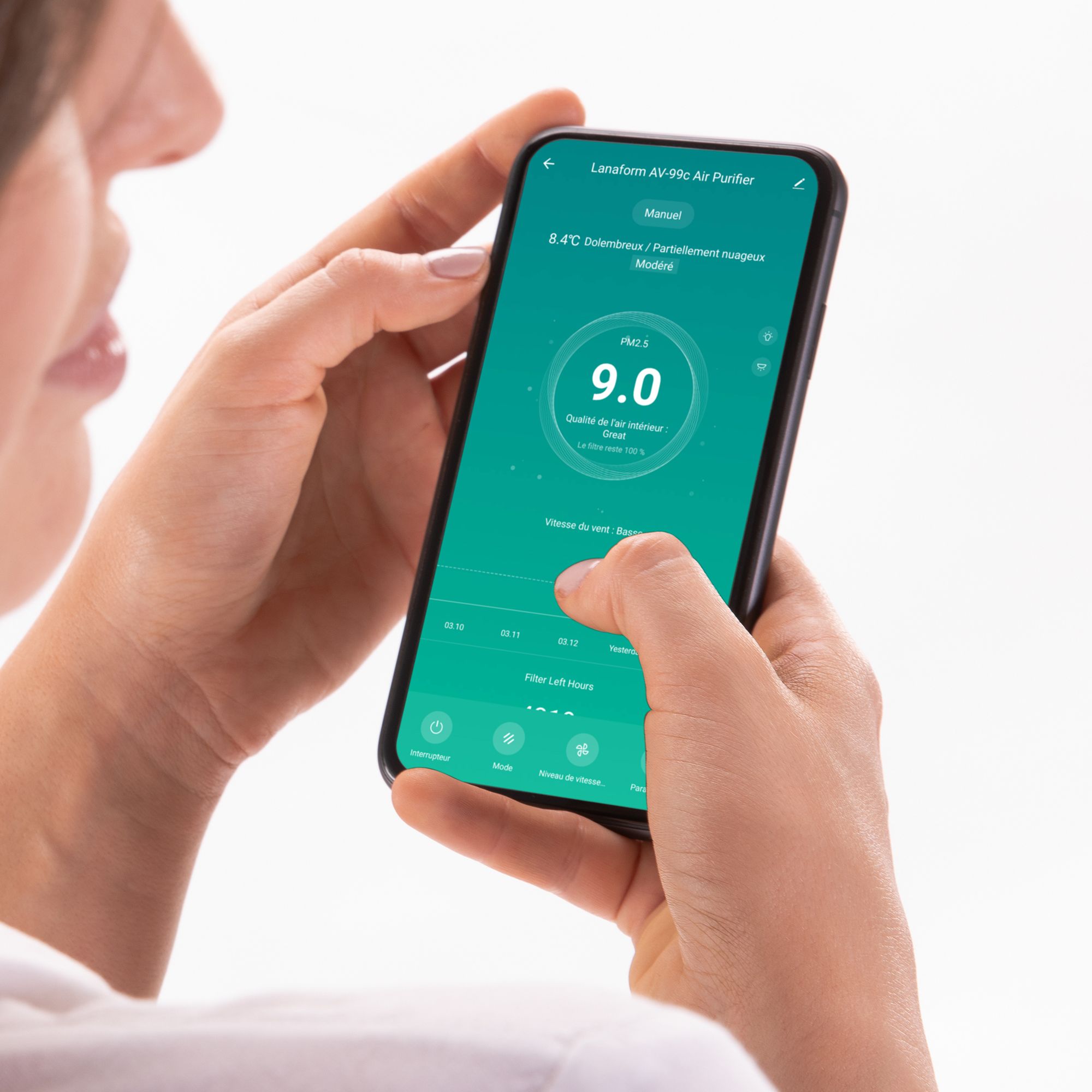 Lanaform AV-99C – Smart luftrenare med HEPA-filter, luftkvalitetssensor och appstyrning - 3