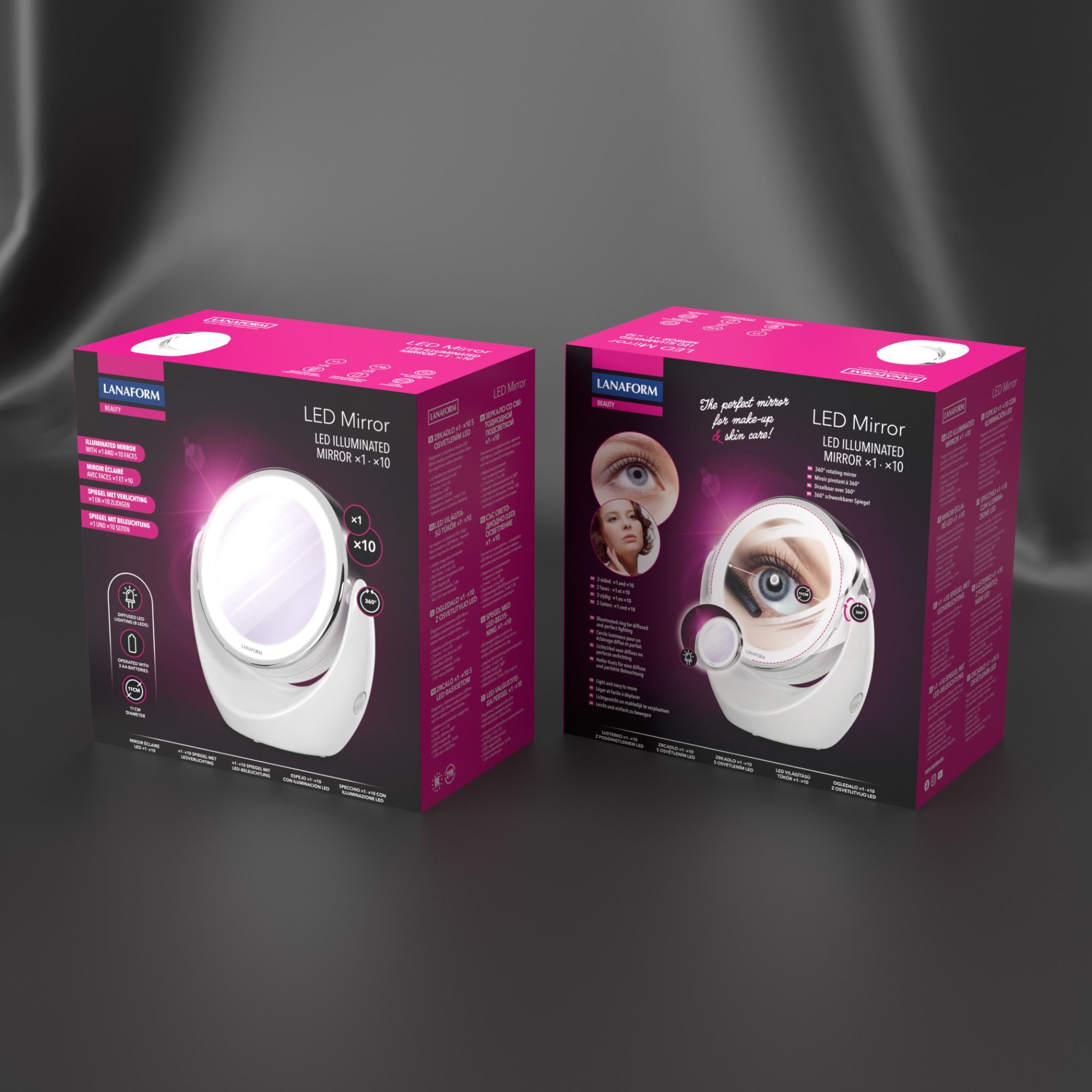 Lanaform LED Mirror – Sminkspegel med LED-ljus och magnetisk 10x förstoring - 4