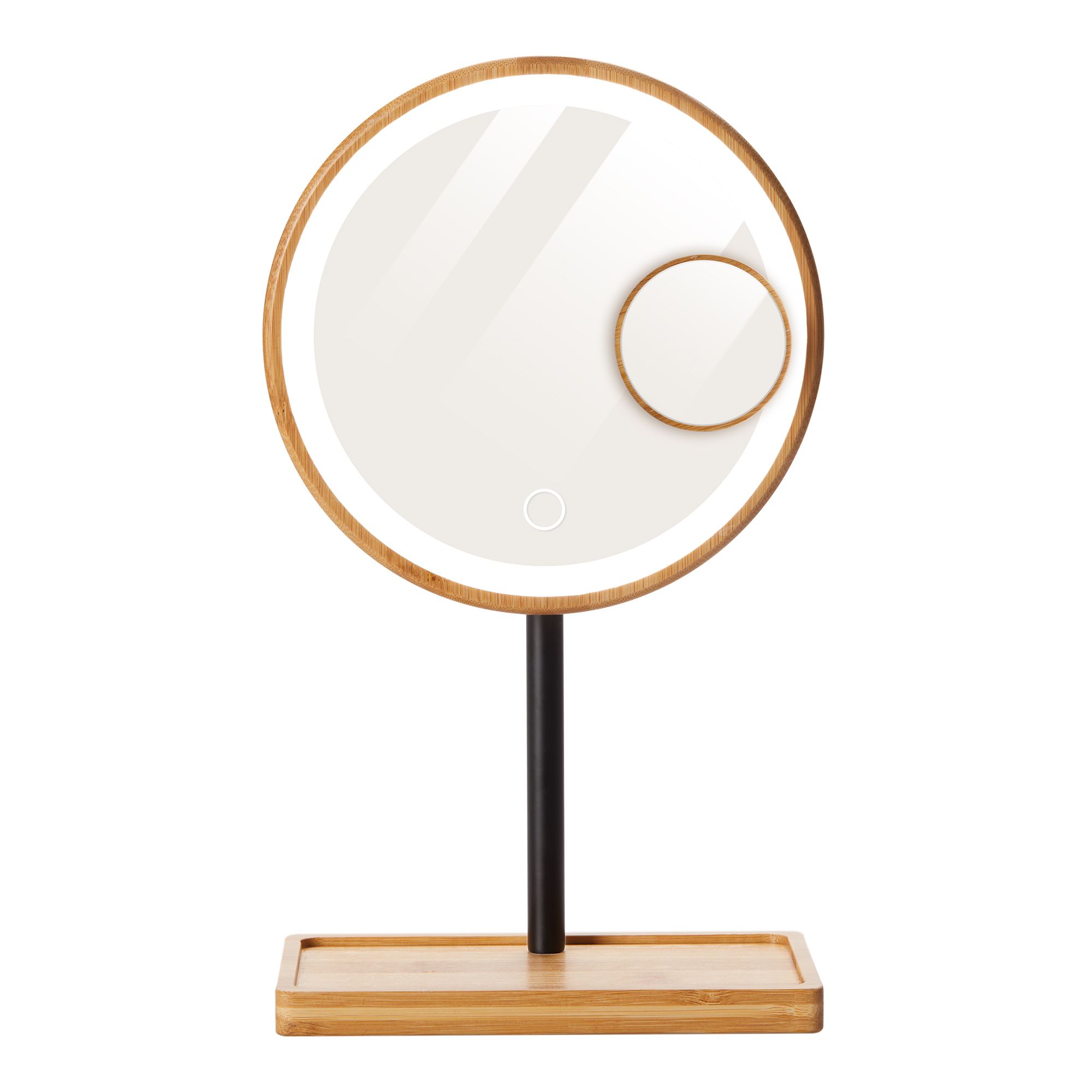 Lanaform Bamboo Mirror – Laddningsbar sminkspegel med LED-belysning och bambudetaljer - 5