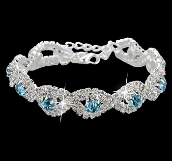 Armband med Cubic Zirconia och Austrian Crystals samt i 925 Sterling Silverplätering -Blå stenar