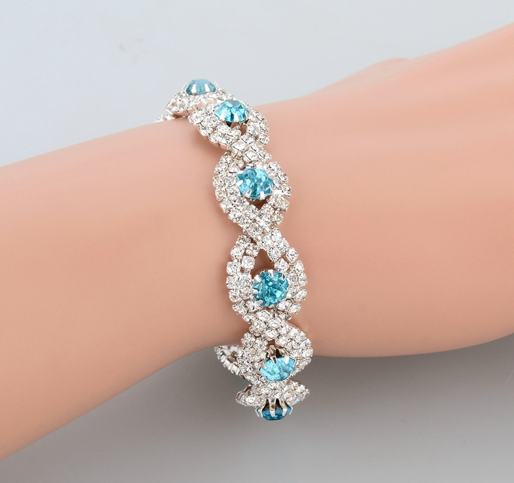 Armband med Cubic Zirconia och Austrian Crystals samt i 925 Sterling Silverplätering -Blå stenar - 2