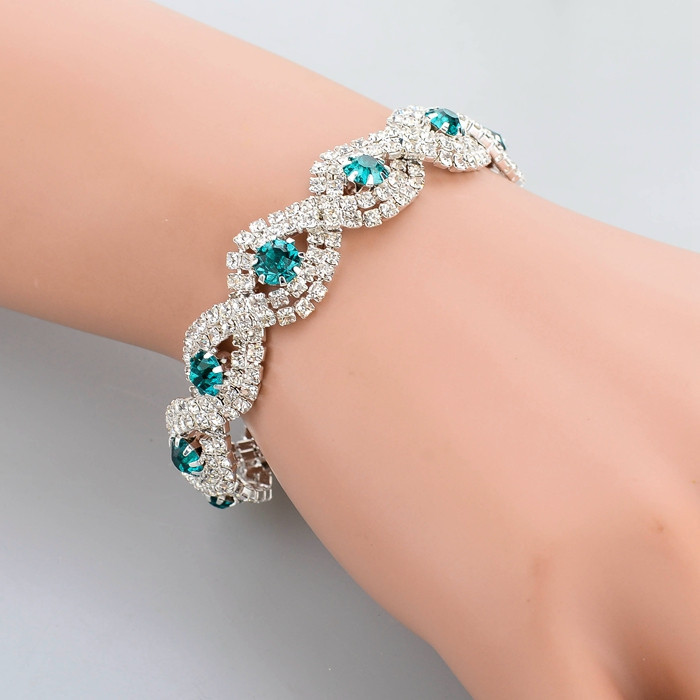 Armband med Cubic Zirconia och Austrian Crystals samt i 925 Sterling Silverplätering -Blå stenar - 3