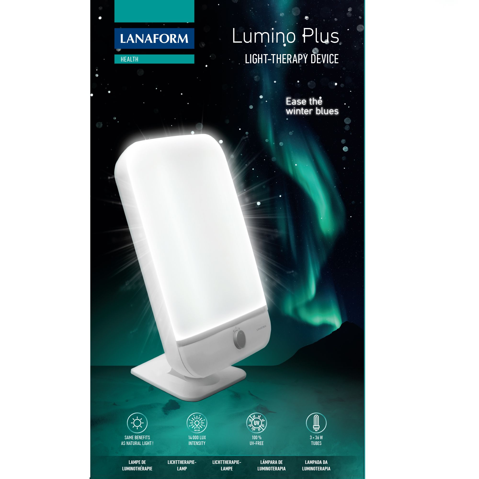 Lanaform Lumino Plus – Extra bred ljusterapilampa med 10 000 lux - 3