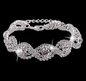 Armband med Cubic Zirconia och Austrian Crystals samt i 925 Sterling Silverplätering -Vita stenar