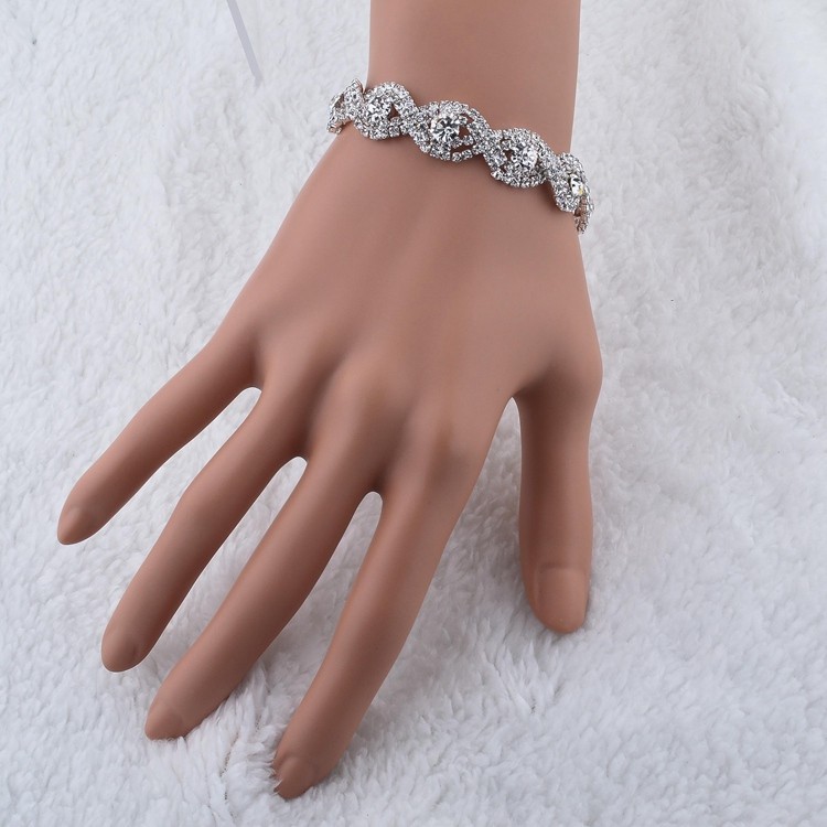 Armband med Cubic Zirconia och Austrian Crystals samt i 925 Sterling Silverplätering -Vita stenar - 4