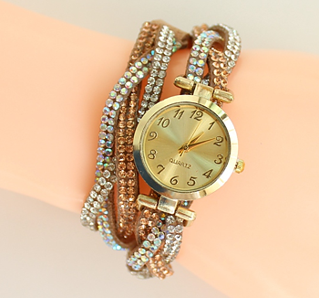 Klocka - Strass -Khaki