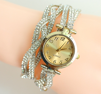Klocka - Strass -Vit