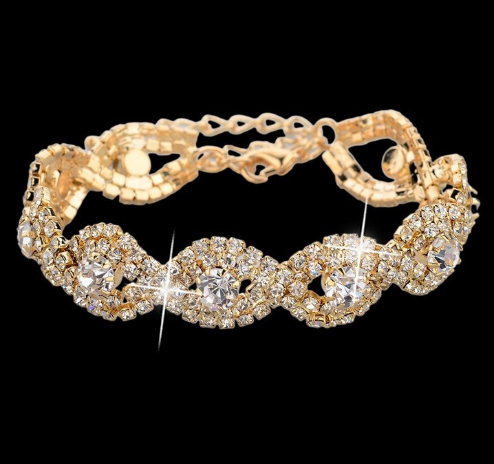 Armband med Cubic Zirconia och Austrian Crystals samt i 18 K Guldplätering -Vita stenar