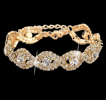Armband med Cubic Zirconia och Austrian Crystals samt i 18 K Guldplätering -Vita stenar