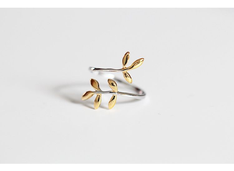 Ring "Golden Leafs" i 925 Sterling Silverplätering - 2